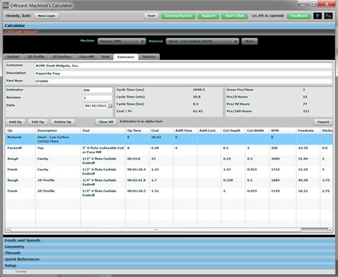 cnc machining cost estimator web interface|cnc estimating tools.